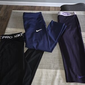 Nike Kids Leggings - Black, Navy, and Purple